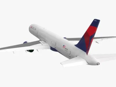  Delta Airlines Boeing 757 Commercial Airliner Rigged for Cinema 4D 