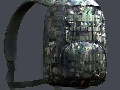 Backpack military combat Black baggage Low-poly Low-poly 3D model