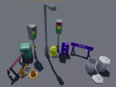 Simple Street Kit Low-poly 3D model