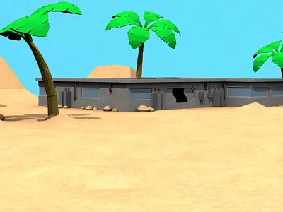 Desert Base Low Poly Sci-Fi Modular Pack Low-poly 3D model