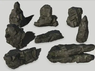 Mountain cliff Rocks - 3D Models PBR Pack 06 Low-poly 3D model