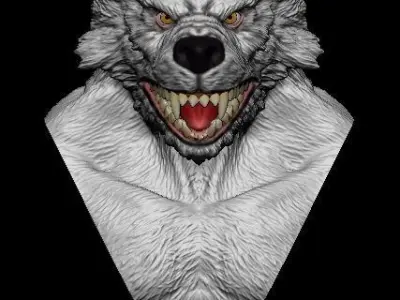 Werewolf wolf head 3D print model