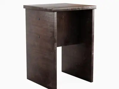 Wooden Stool 01 Low-poly 3D model