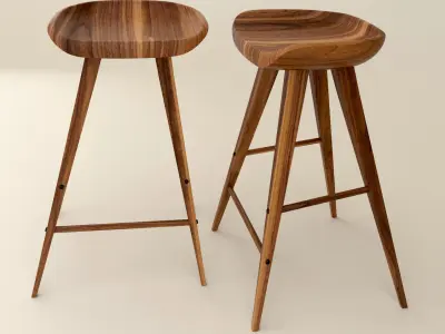 Wood Bar Stool 3D model