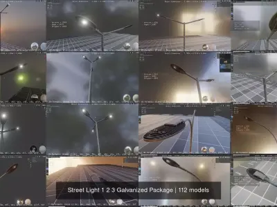 Street Light 1 2 3 Galvanized Package