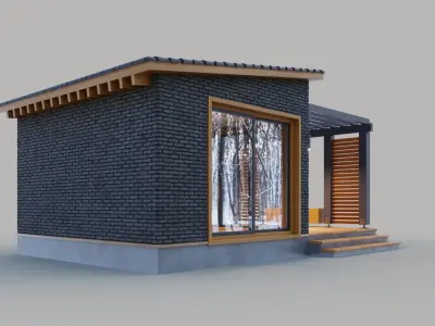 Pavilion with terrace and pergola 3D model