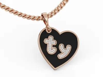 Thank you Diamond  Heart Pendant 3D print model