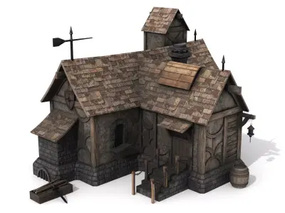 Medieval House Low-poly 3D model