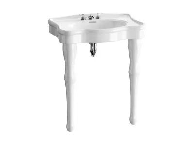 White Console Sink China Two Spindle Legs 3D model