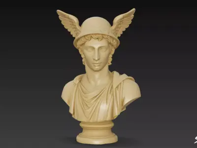 Greek God Hermes Bust Low-poly 3D model