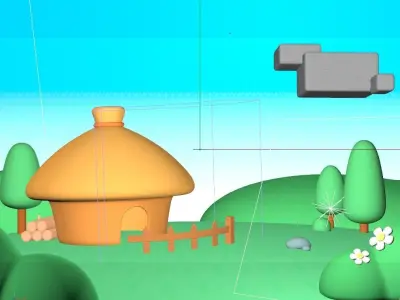 cartoon forest cabin 3D model