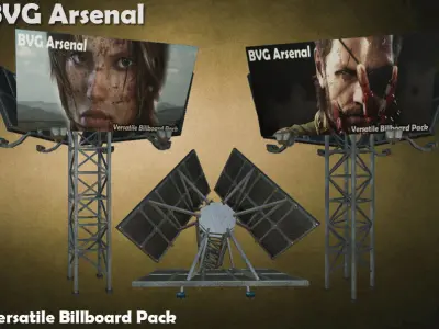 Modular Billboard Pack 02 Low-poly 3D model