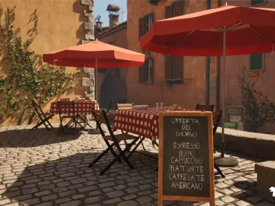 Italian Alley Environment Low-poly 3D model