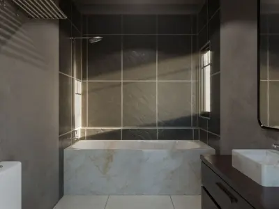 Minimalist design modern bathroom Low-poly 3D model
