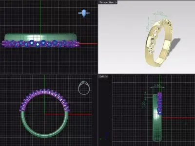 Gold Textured Wedding Band with Raised Linear Detailing 3D print model