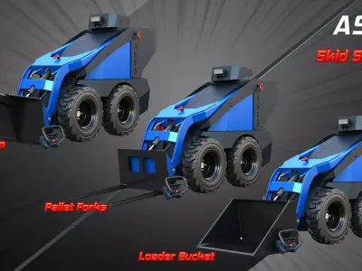 AS15 - Mini Skid Steers 3 in 1 3D Model Pack