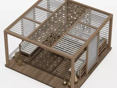 Wood Pattern Gazebo  3D model