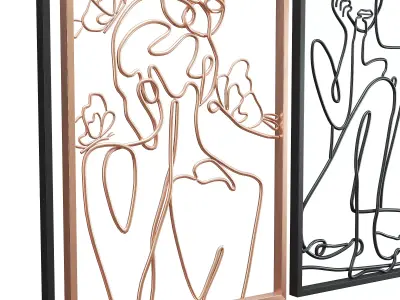 Minimalist Metal Line Art Woman 3D model