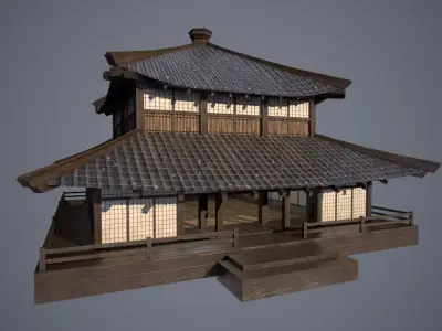 Japanese Dojo Low-poly 3D model