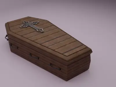 3D wooden coffin 3D model