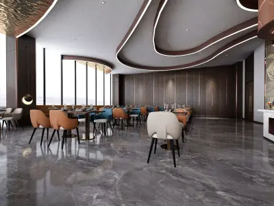 Restaurant Interior Low-poly 3D model