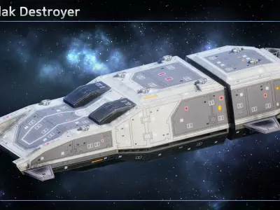 Spaceship Destroyers Low-poly 3D model