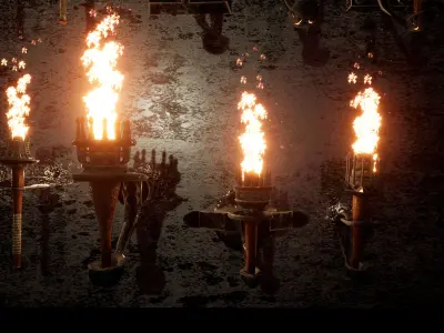 Ultimate Torches package  50 Variations Low-poly 3D model