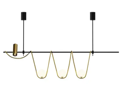 Linear Island Chandelier Low-poly 3D model