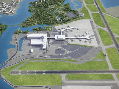 Norfolk - International Airport - ORF Low-poly 3D model