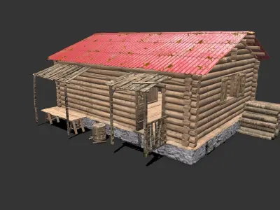 Wooden Cabin Low-poly 3D model purchase