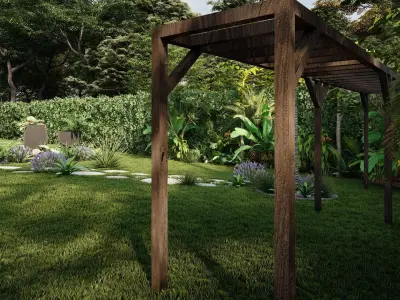3D Exterior Scene 3D model design garden and landscape 3D  3D model