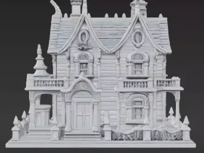 The Hilltop Gothic House 3D Printable Fantasy Model 3D print model