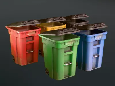 Trash Bin Game Asset - Openable Lid  Low-poly 3D model