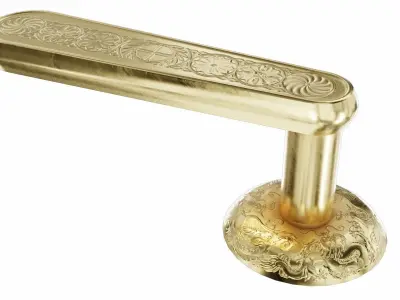 Door-handle gold door handle with ornate design Low-poly 3D model