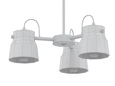 RAM 3 three light chandelier gold 3D model