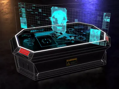 Scifi Console Desk Holographic  Low-poly 3D model