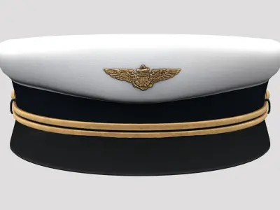 Military White Navy Hat Low-poly 3D model