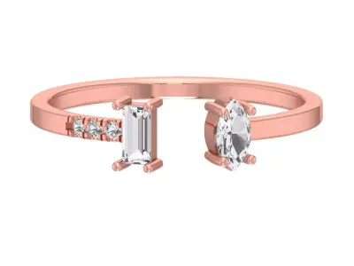 Solitaire Women Light Weight Baguette Marquise stone Band Ring 3D print model
