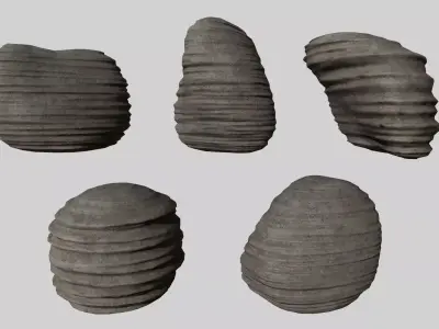 Rock Set stone beehive Low-poly 3D model