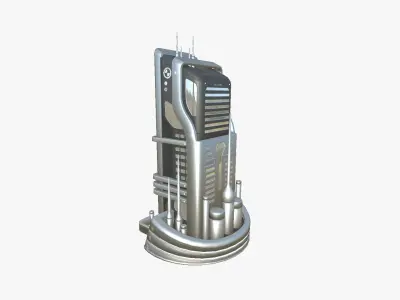 SciFi Building A08 Metallic - Sci Fi Exterior Design Low-poly 3D model