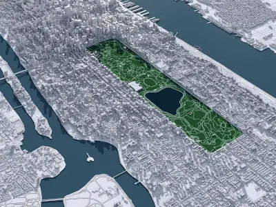 New York City MANHATTAN with Terrain 3D model