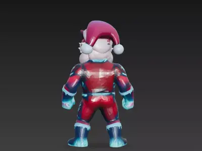 Panther Guardian Santa Futuristic Warrior Santa 3D Character Low-poly 3D model