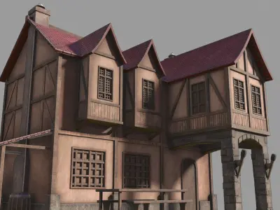 Medieval inn Low-poly 3D model purchase