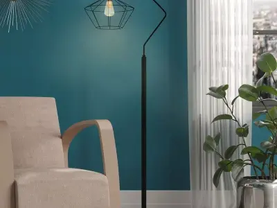 Glatt Black Task Floor Lamp 3D model