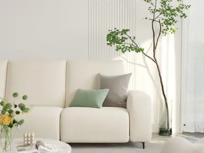 Mid Century interior scene 3D model