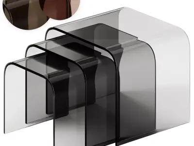 Tonin Casa ANEMONE Glass coffee tables Set 3D model