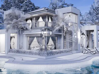 MODERN TROPICAL HOUSE 3D model purchase