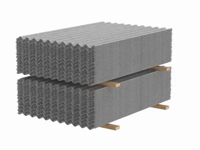 Concrete Roof Tiles On Wood Planks 3D model