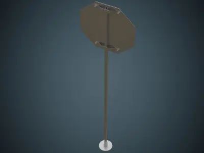 Stop Sign 1A Low-poly 3D model