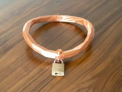 Low Poly Collar 3D print model copper padlock bracelet Free 3D print model